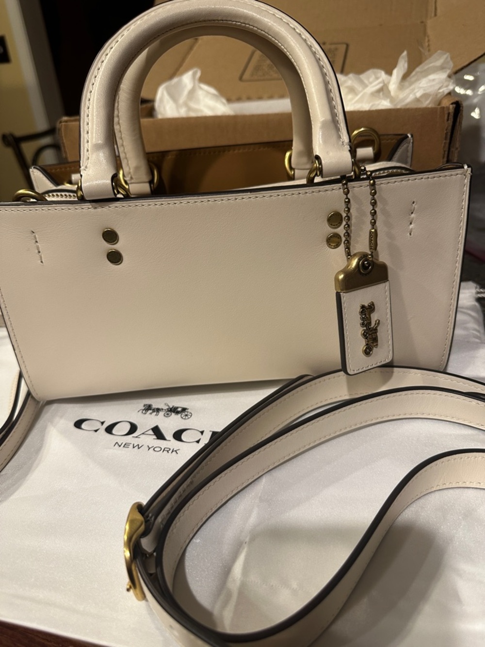 Coach Chalk Rogue Bag 26 with Gold Hardware